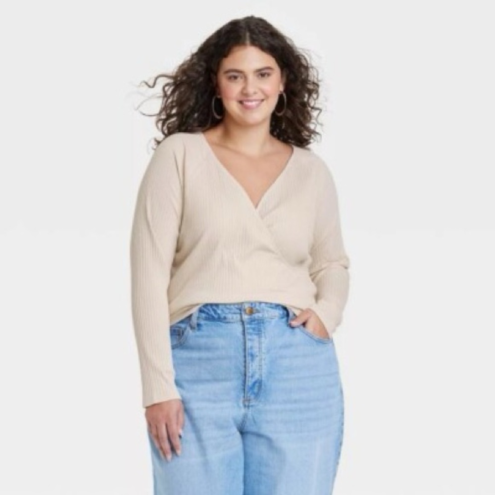 Universal Thread Beige Ribbed Long Sleeve Top - Picture 10 of 10
